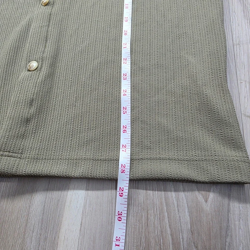 American Stitch Shirt Mens‎ XXL Olive Green Textured Ribbed Knit Button Down New